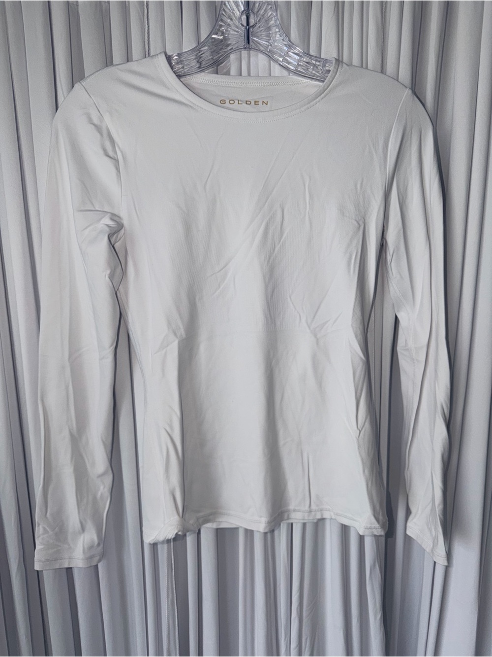 Aritzia Golden White Long Sleeve Crewneck Tee